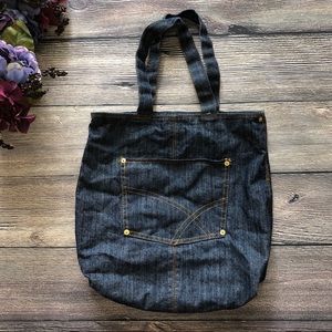 Like new Dark Wash Denim Tote with front pocket
